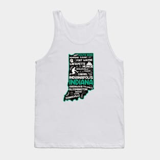 South Bend Indiana cute map Evansville, Carmel, South Bend, Fishers, Bloomington, Hammond, Gary, Lafayette Tank Top